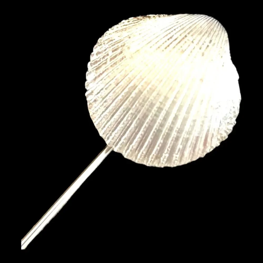 Vintage 1960s Trifari Shell Stick Pin Silver Tone Textured - 1I